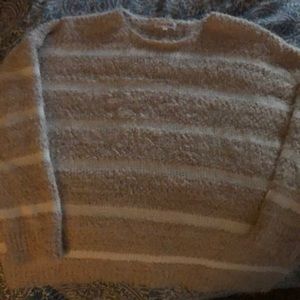 Beige and white striped sweater